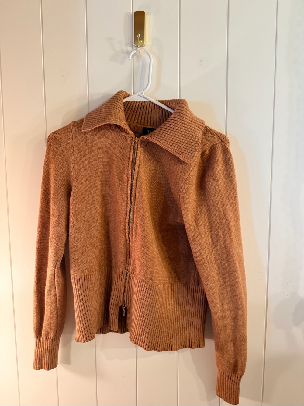 Truth by Republic Camel Ribbed Zip Front Sweater Jacket Women’s XL